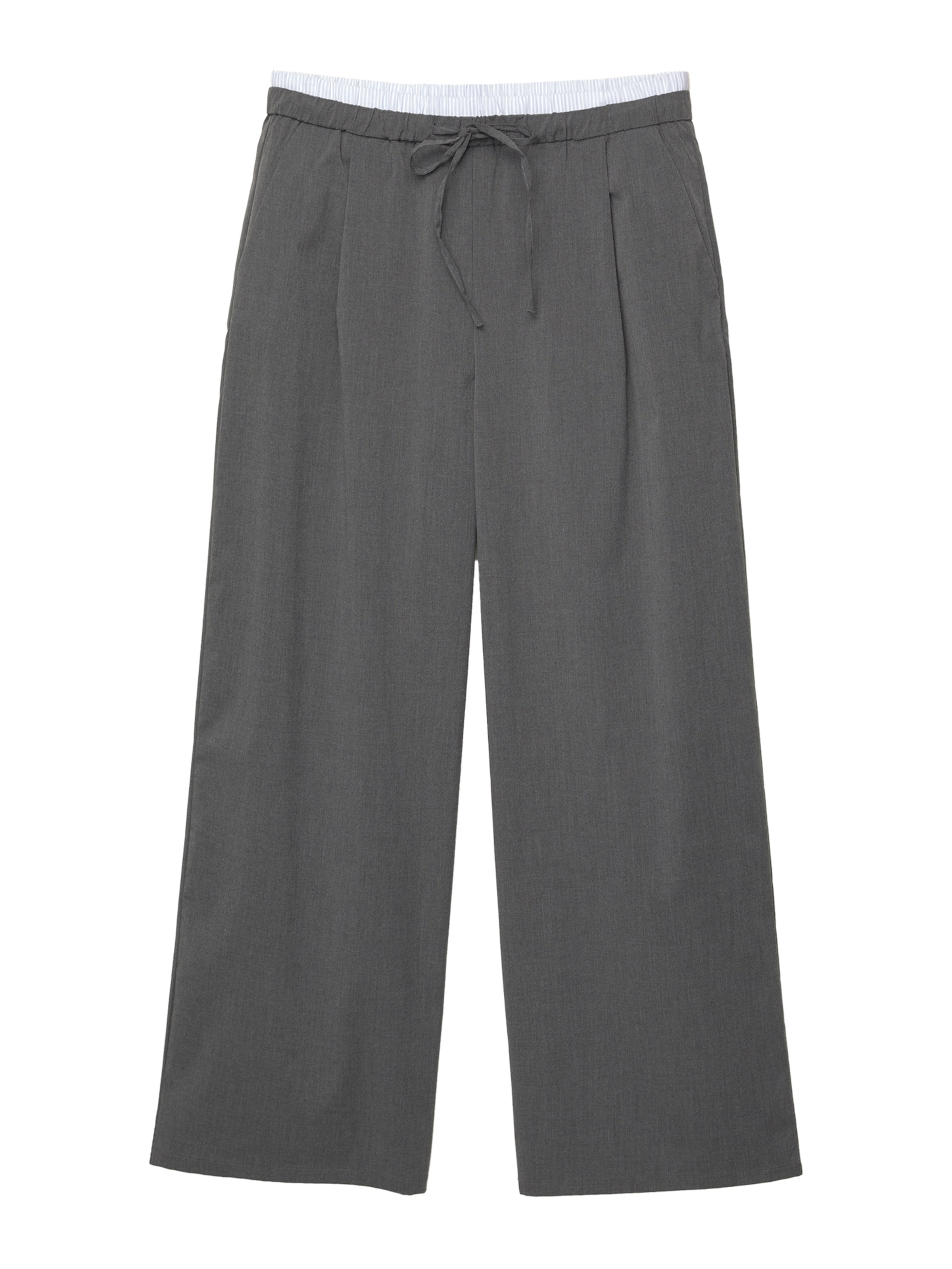 Pull&Bear Широка кройка Панталон с набор в сиво: отпред