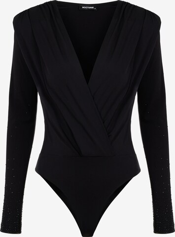 NOCTURNE Blouse Bodysuit in Black: front