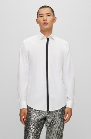 HUGO Slim fit Button Up Shirt 'Keidi' in White: front