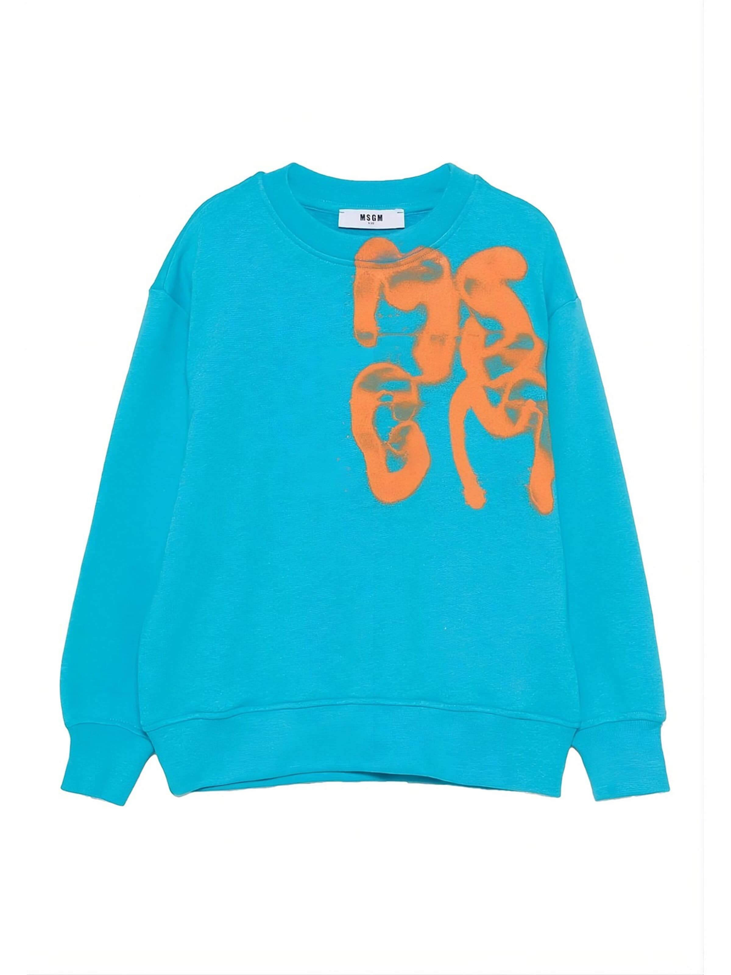 MSGM Sweatshirt 'Felpa girocollo turchese per bambino' in Blue: front