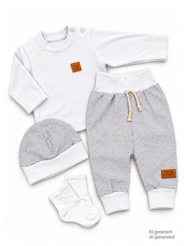 La Bortini Set 'Erstausstattungspaket Baby Anzug weiß grau gestreift' in White: front