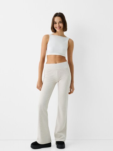 Bershka Flared Trousers in Beige