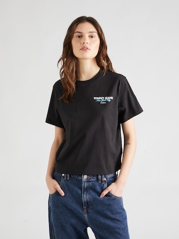 Tommy Jeans Тениска 'ESSENTIAL' в черно: отпред