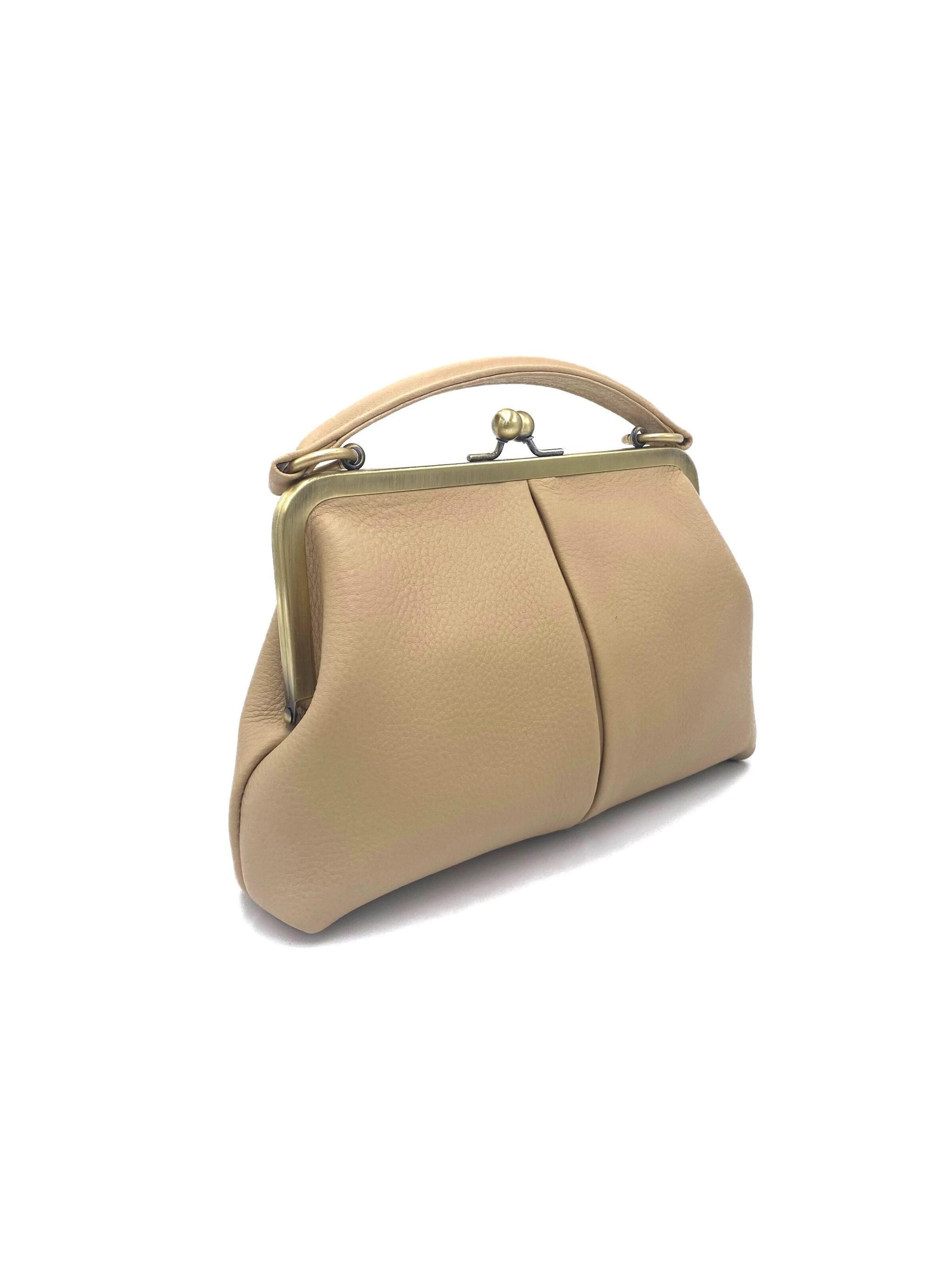 Taschenkinder Handbag 'Kleine Olive – Leder Handtasche & Umhängetasche' in Beige