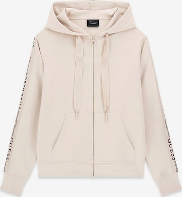 GUESS Zip-Up Hoodie in Beige: front