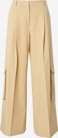 HUGOWide Leg/ Široke nogavice Hlače na crtu 'Herota' - bež boja: prednji dio