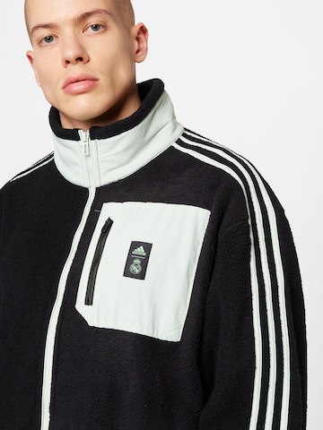 ADIDAS SPORTSWEAR Athletic Fleece Jacket 'Real Madrid Lifestyler Fleece' in Black