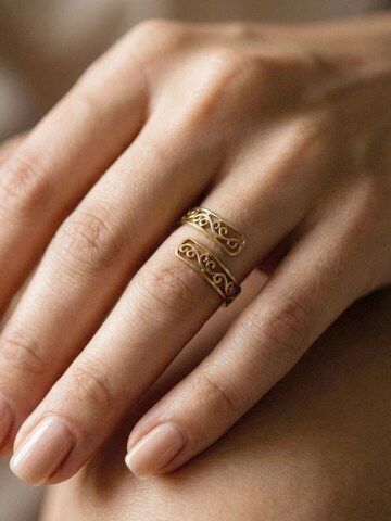 Nemomatheo Ring 'Arabesque – Offener Ring mit Rankenmuster' in Gold