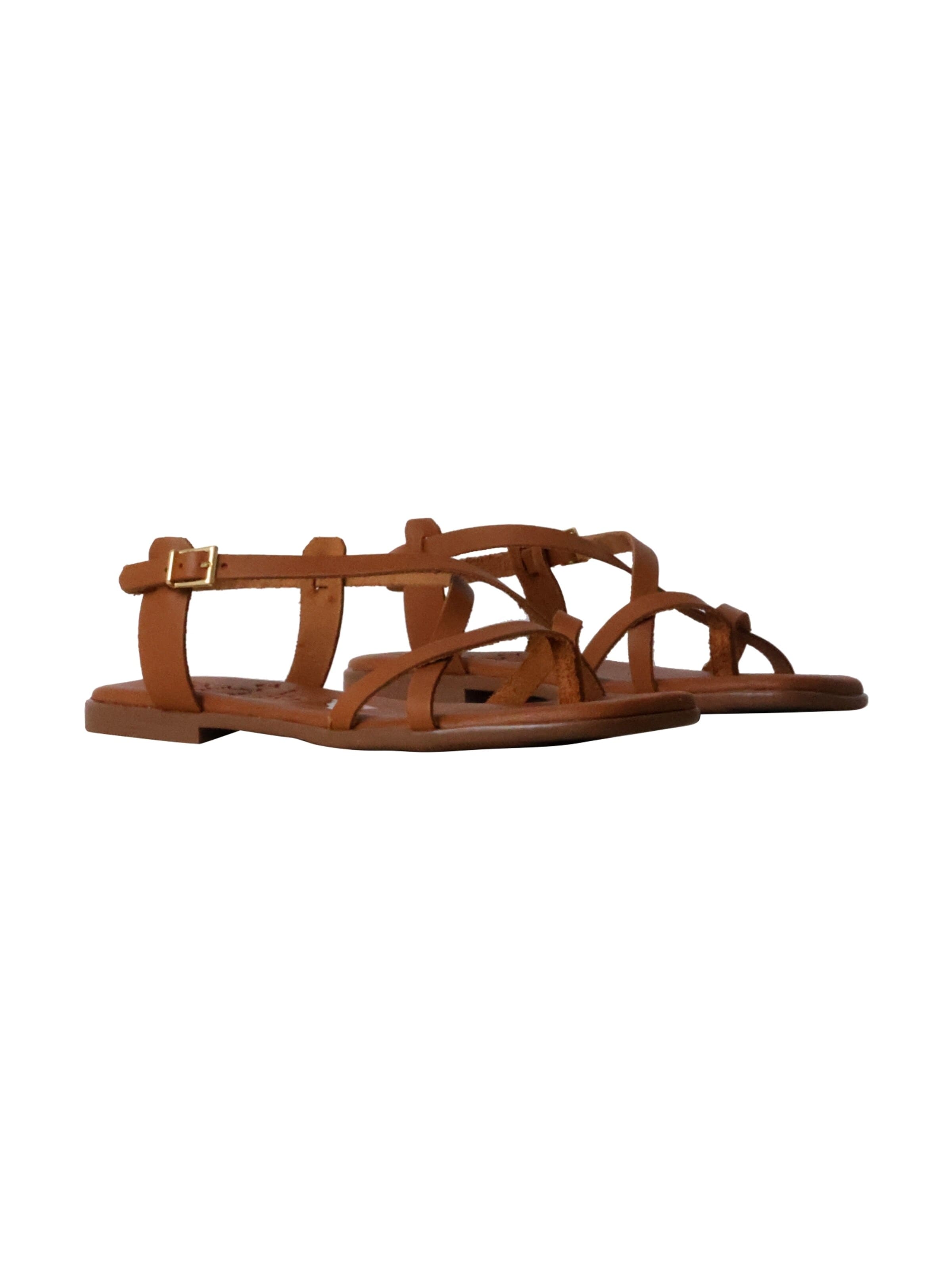 Oh my Sandals Sandały 'Flache Ledersandalen' w kolorze brązowy