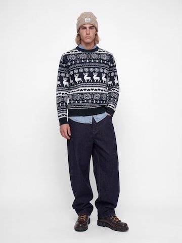 JACK & JONES Sveter 'JJXMAS SANTA' - Modrá