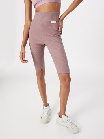 ADIDAS SPORTSWEAR - Skinny Pantalón deportivo 'Studio Lounge Ribbed' en lila: frente