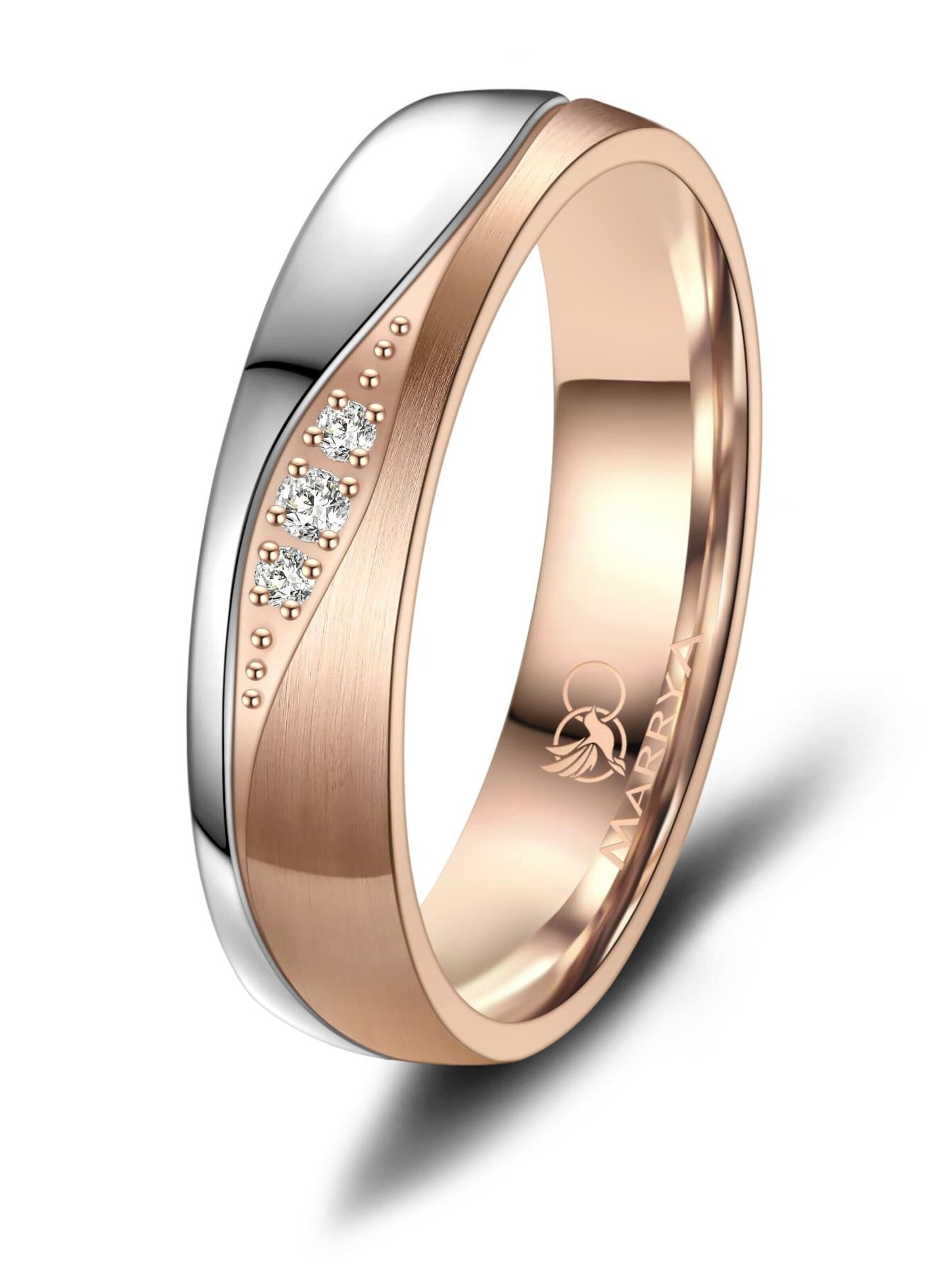 MARRYA Ring 'MARRYA ES-35 Ehering aus Edelstahl - Silberfarben & Rosé' in Gold