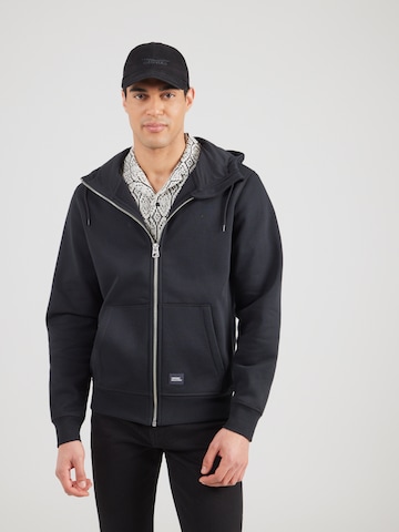 Veste de survêtement Vintage Industries en noir : devant