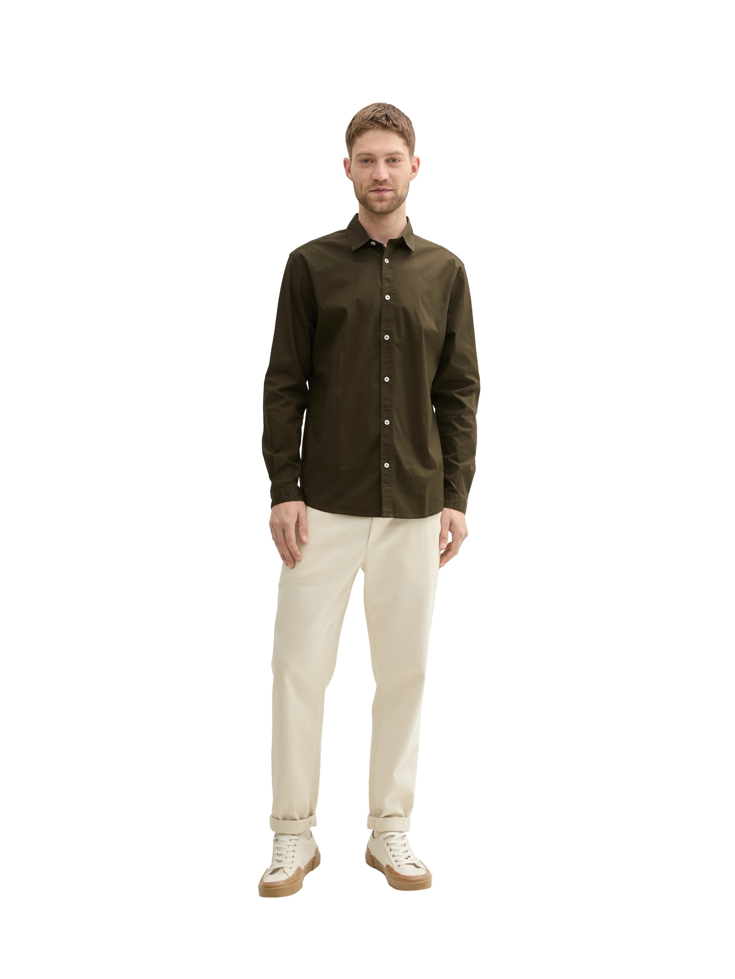 TOM TAILOR Comfort fit Button Up Shirt in Green