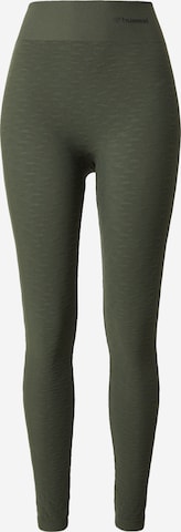 Skinny Pantaloni sport 'Focus' de la Hummel pe verde: față