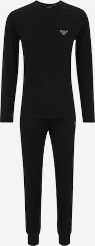 Emporio Armani - Pijama largo en negro: frente