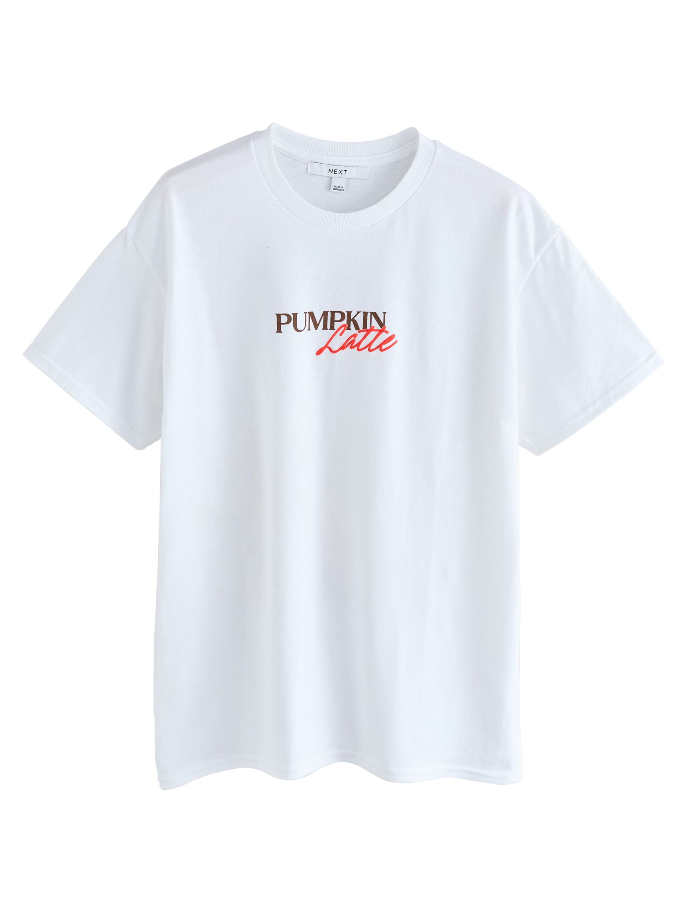 Next Koszulka 'Pumpkin Latte Rezept' w kolorze beżowy: przód