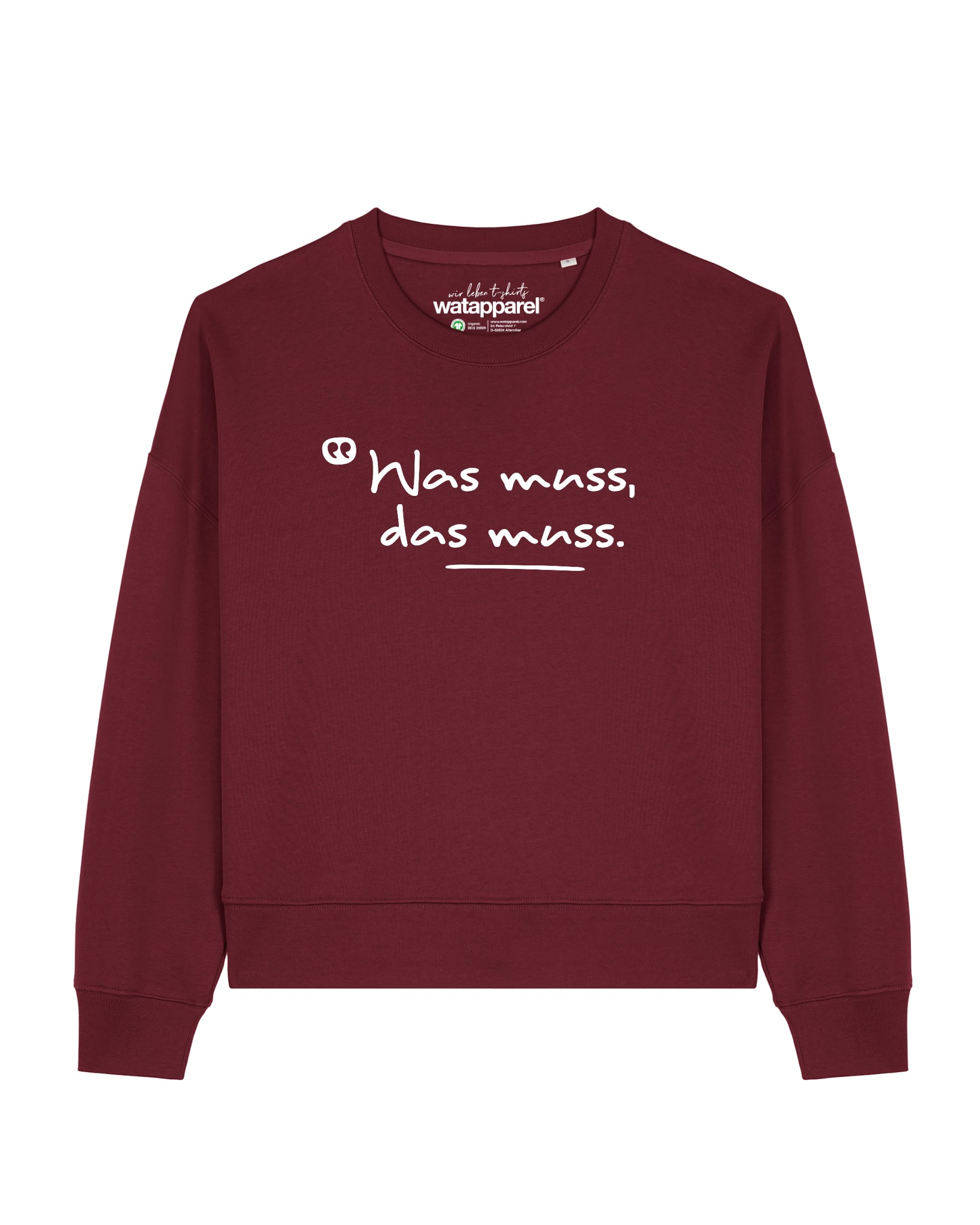 Sweat-shirt 'Was Muss Das Muss' Watapparel en rouge : devant