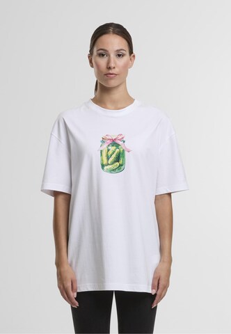 Miss Tee Shirt 'Gurken Glas' in Wit: voorkant