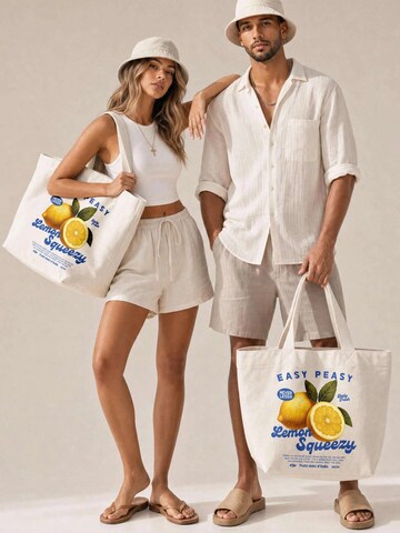 Neverless Beach Bag 'Lemon Squeezy' in Beige