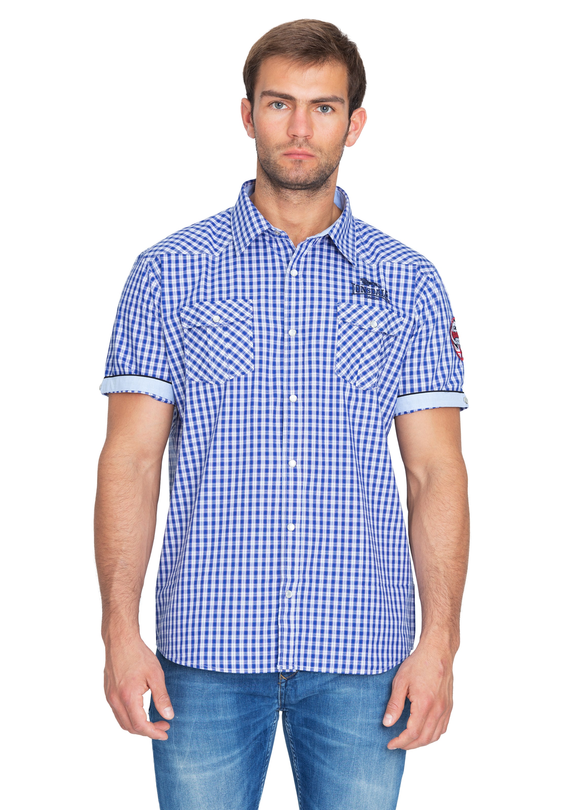 LONSDALE Слим Рубашка в Синий: спереди