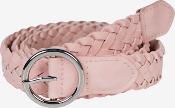 styleBREAKER Gürtel 'Schmaler Flechtgürtel' in Pink: Vorderseite