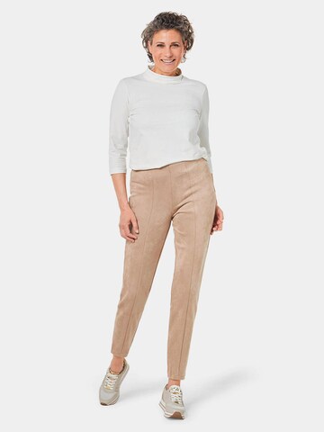 Goldner Slimfit Bundfaltenhose in Beige