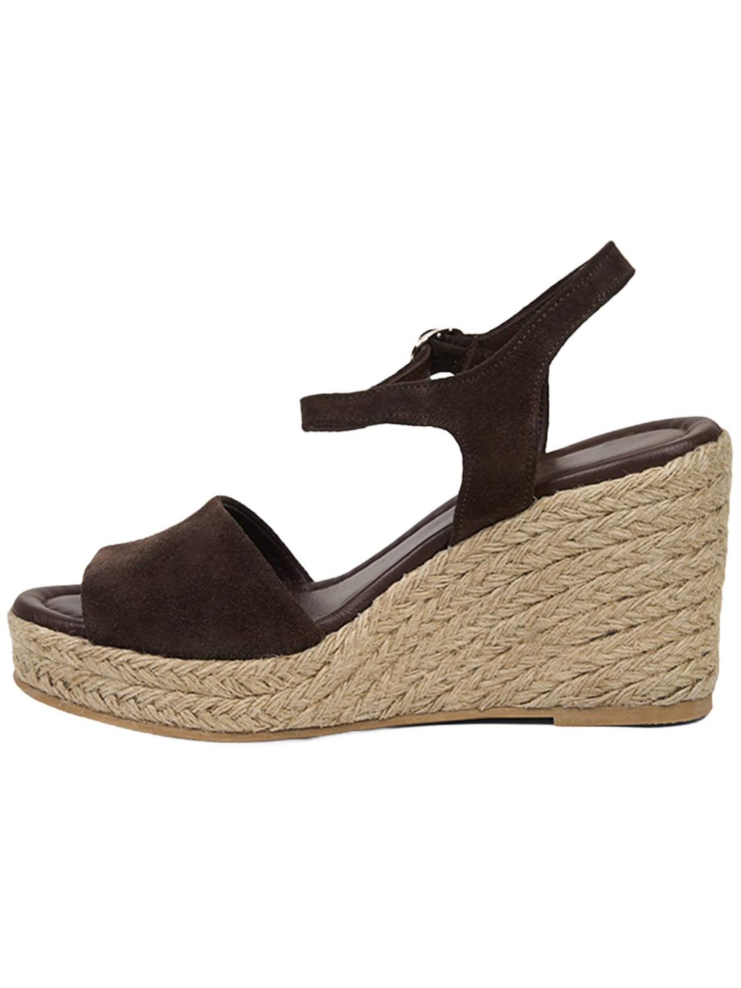 Sandales à lanières 'DESA Damen-Sandalen mit Keilabsatz und einem Riemen aus Wildleder' Desa en marron