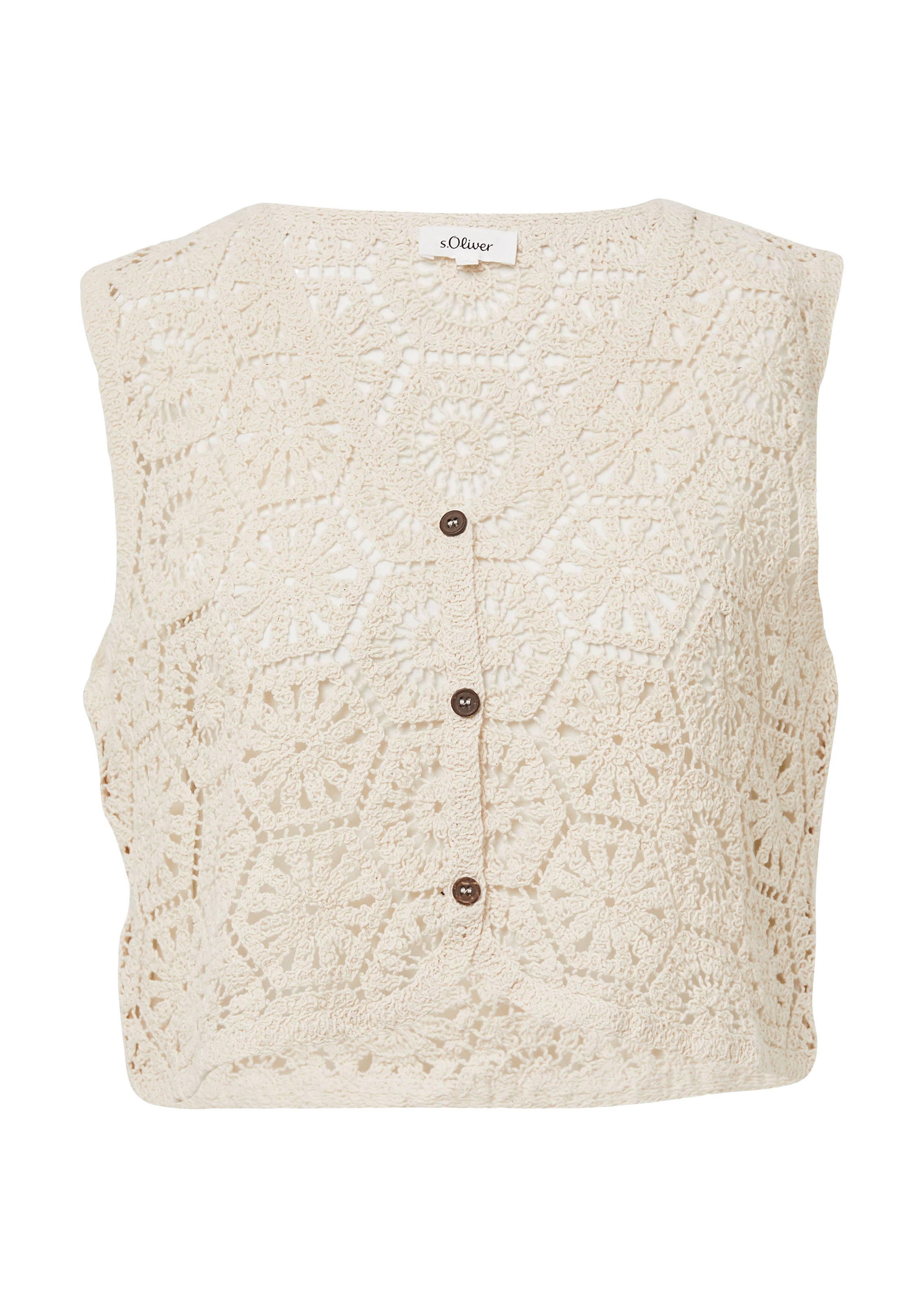 s.Oliver Strickweste in Beige: Vorderseite