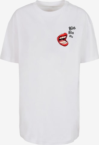 Merchcode Oversized Shirt 'Bla Bla Bla Comic' in White: front