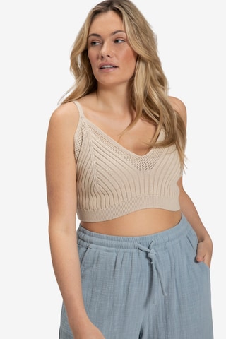 Ulla Popken Gebreide top in Beige: voorkant