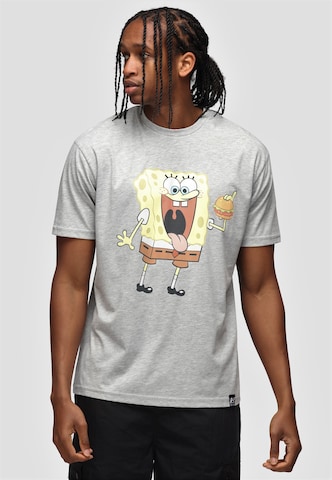 Recovered Shirt 'SpongeBob Eating Burger Relaxed' in Grey: front