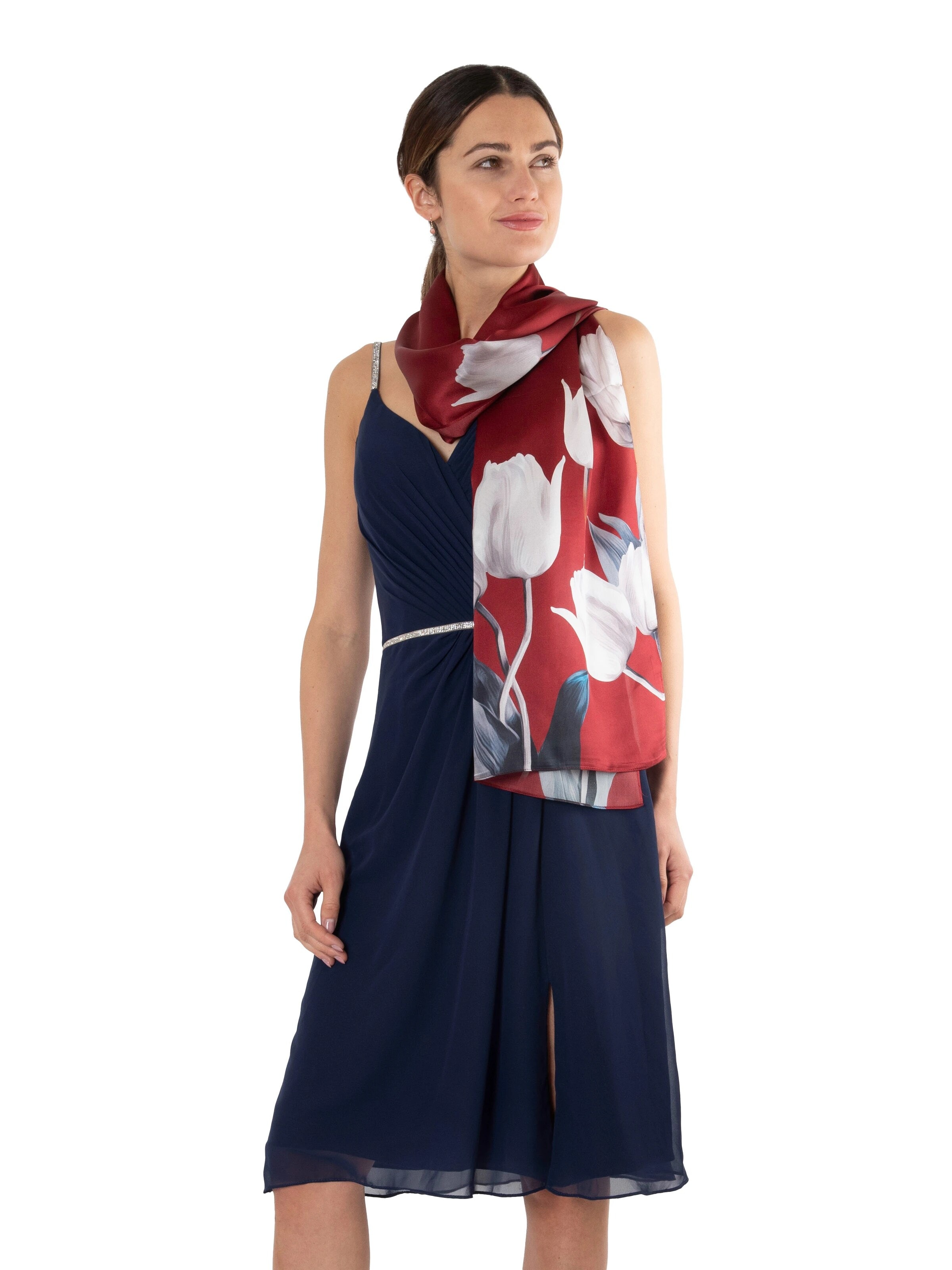 MayTree - Chal 'Seidenschal Tulpen Rot' en rojo