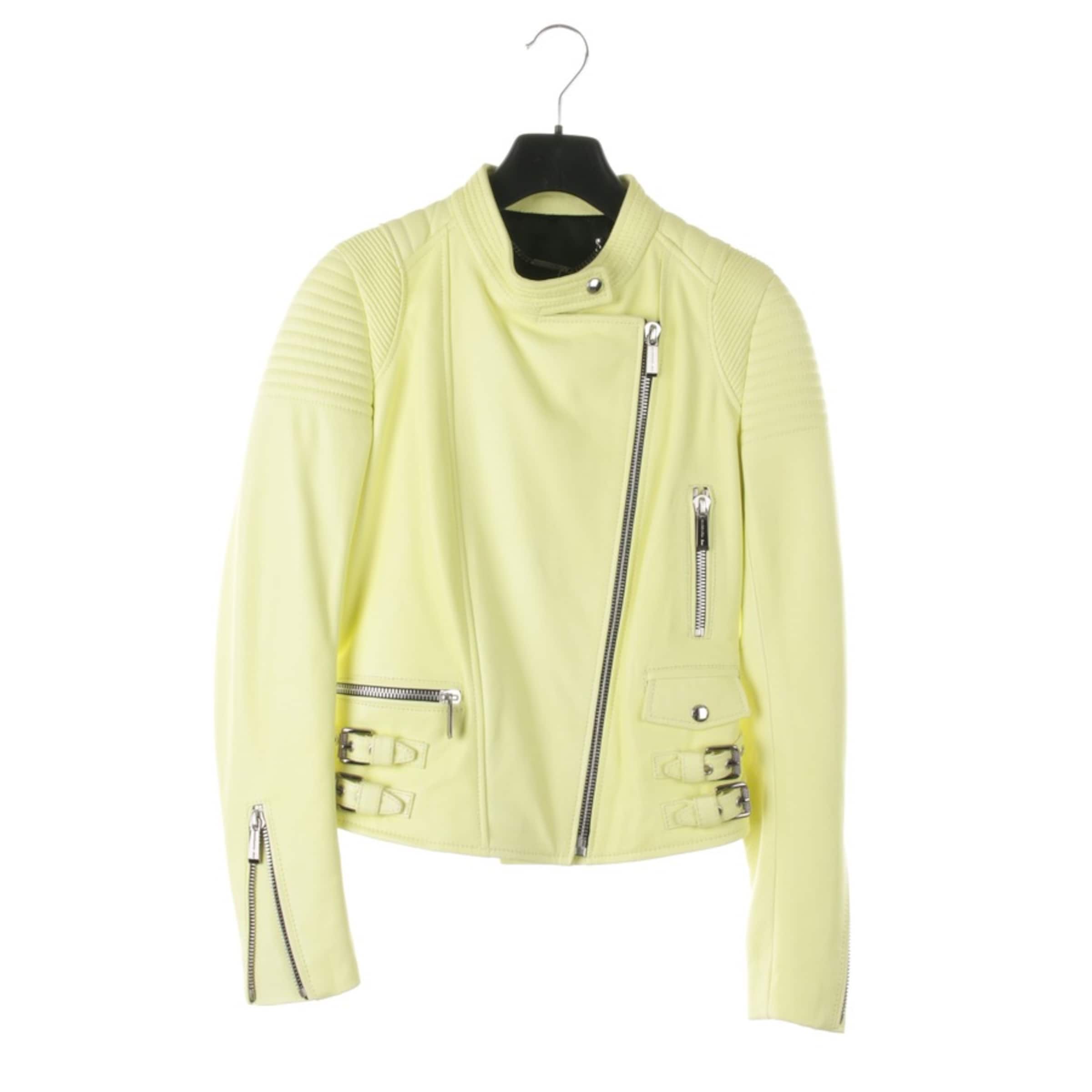 Barbara Bui Lederjacke  XS in Gelb: Vorderseite