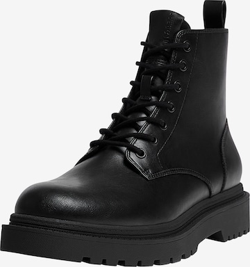 Pull&Bear Lace-Up Boots in Black: front