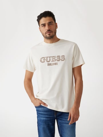 T-Shirt GUESS en beige : devant