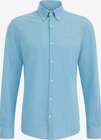 WE Fashion Button Up Shirt in Blue: front