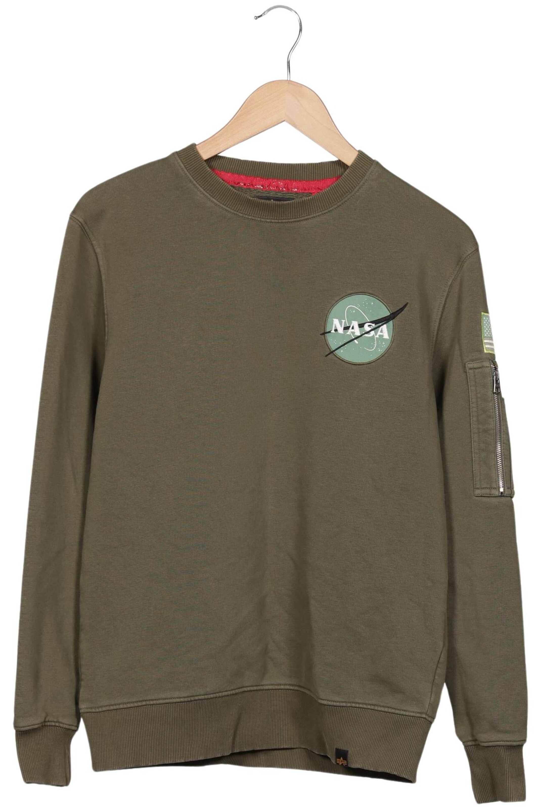 ALPHA INDUSTRIES Sweatshirt & Zip-Up Hoodie in S in Green: front