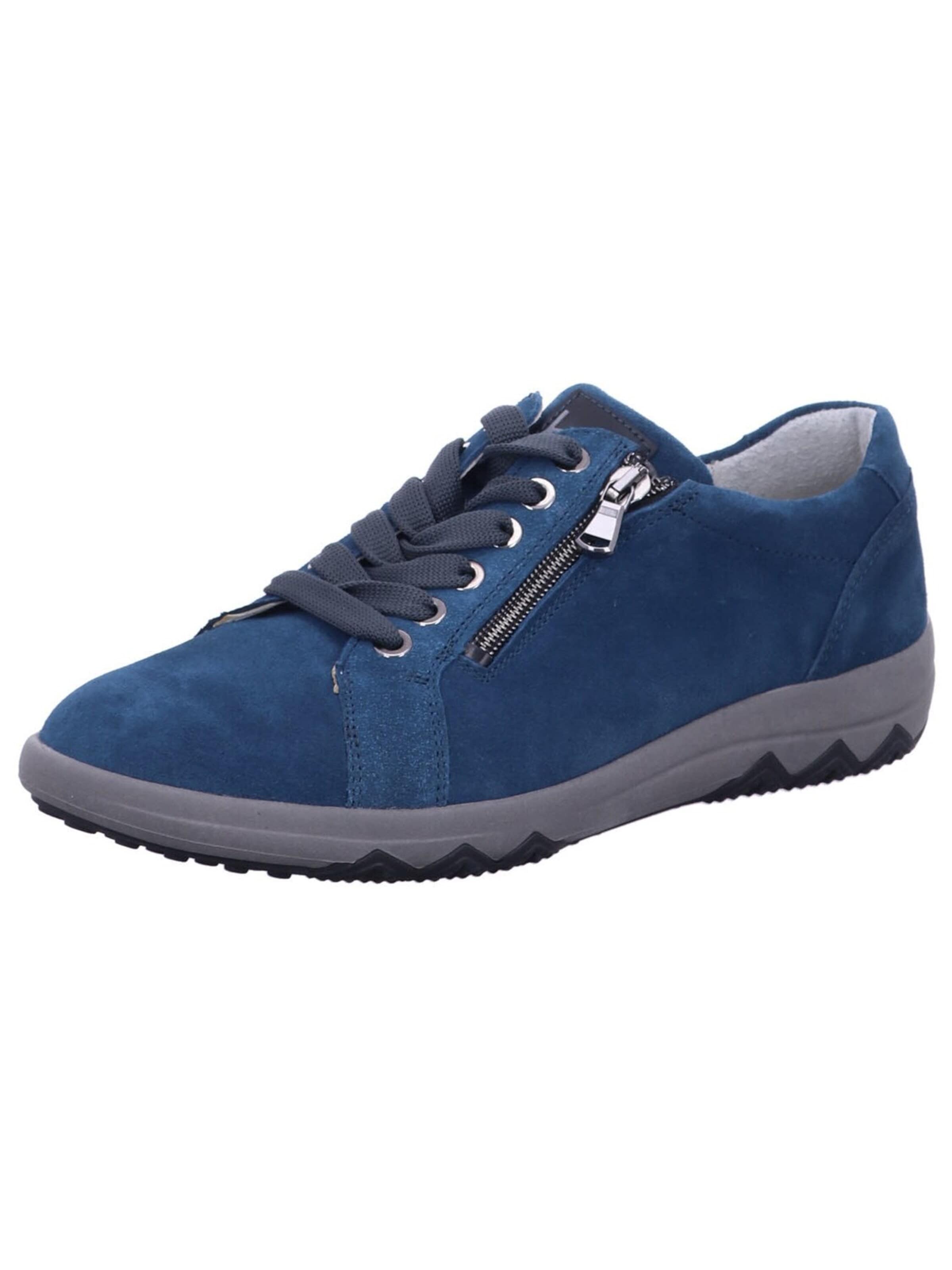 WALDLÄUFER Låg sneaker 'Sneaker Low Damen 961001-195 124 Echtleder in blau' i blå: framsida
