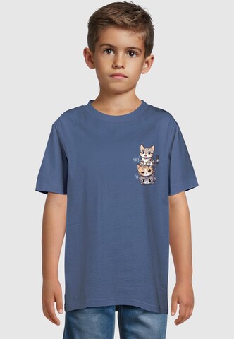 Merchcode T-Shirt 'Hi Cats' in Blau: Vorderseite