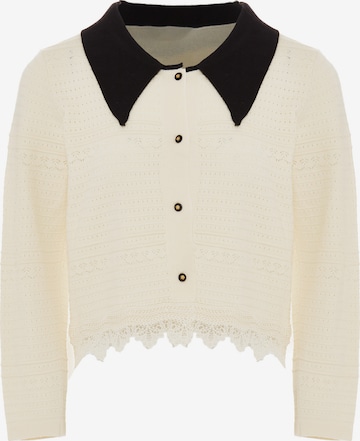 NAEMI Knit Cardigan in White: front