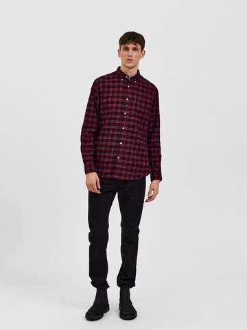 SELECTED HOMME Slim fit Button Up Shirt in Red