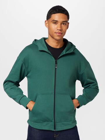 TOM TAILOR DENIM Zip-Up Hoodie in Green: front