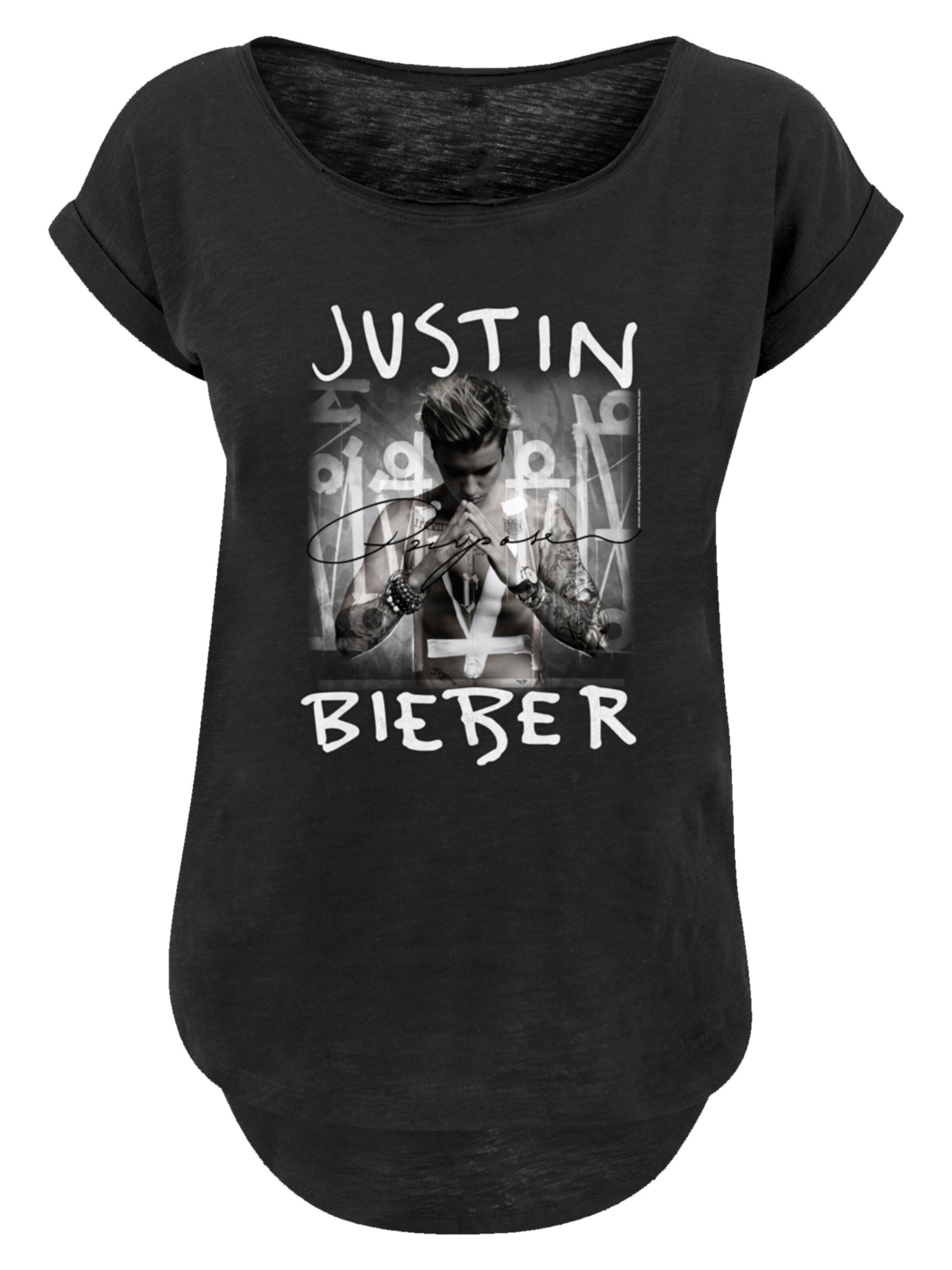 F4NT4STIC Shirt 'Justin Bieber' in Zwart: voorkant