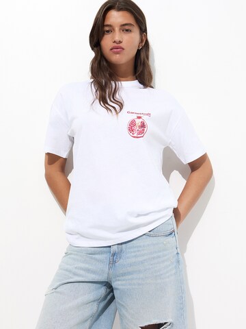 T-shirt Pull&Bear en blanc : devant