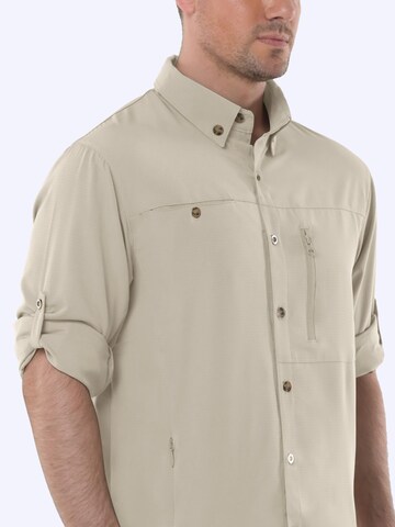 33,000ft Regular fit Athletic Button Up Shirt '33,000ft Men's Long Sleeve Shirts' in Beige