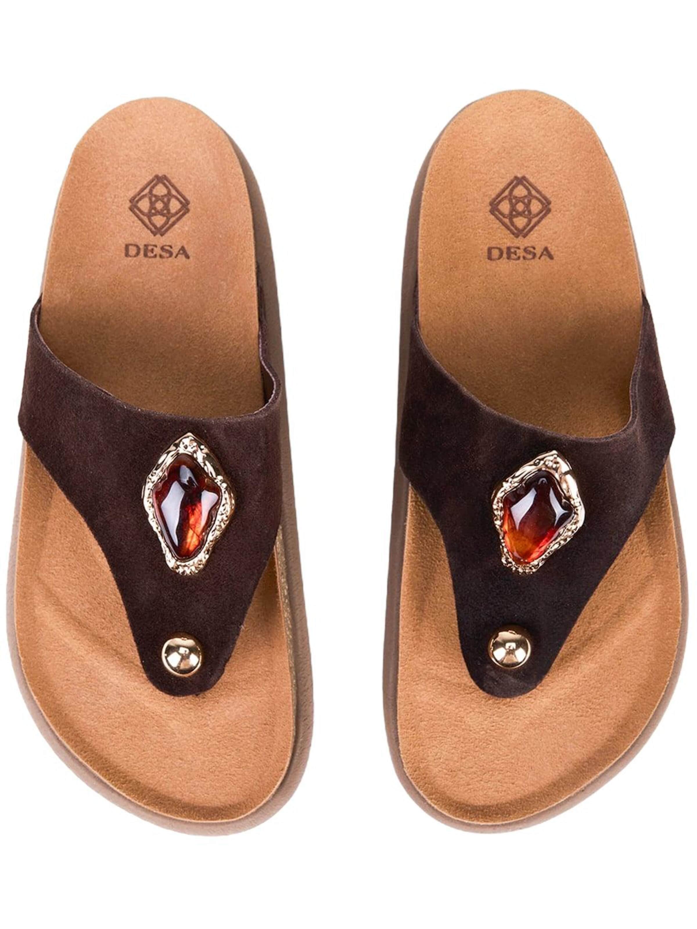 Desa T-bar sandals 'Zehenstegsandalen' in Brown