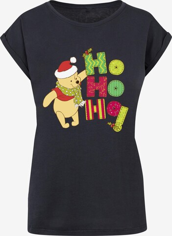 ABSOLUTE CULT Shirt 'Winnie The Pooh - Ho Ho Ho Scarf' in Blauw: voorkant