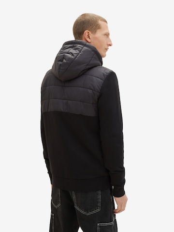 TOM TAILOR Zip-Up Hoodie in Black