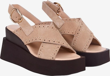 Sandales 'Keilsandalen' Desa en beige : devant